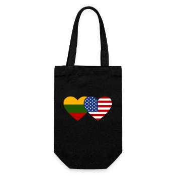 Lithuania USA Flag Heart - Gift Bag for Bottles - black - Front