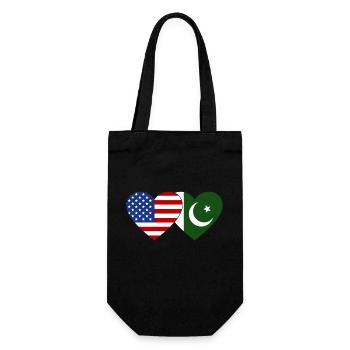USA Pakistan Flag Heart - Gift Bag for Bottles - black - Front