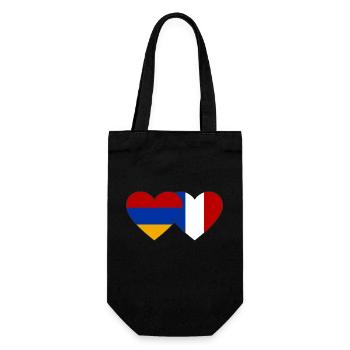 Arménie France Drapeau Coeur - Sac à bouteille - noir - Devant