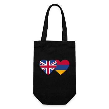 England Armenia Flag Heart - Gift Bag for Bottles - black - Front