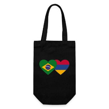 Brazil Armenia flag heart - Gift Bag for Bottles - black - Front