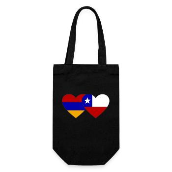 Armenien Chile Flagge Herz - Geschenkbeutel für Flaschen - Schwarz - Vorne