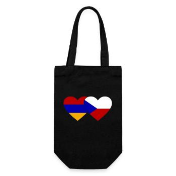 Armenien Tschechien Flagge Herz - Geschenkbeutel für Flaschen - Schwarz - Vorne