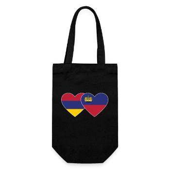 Armenien Liechtenstein Flagge Herz - Geschenkbeutel für Flaschen - Schwarz - Vorne