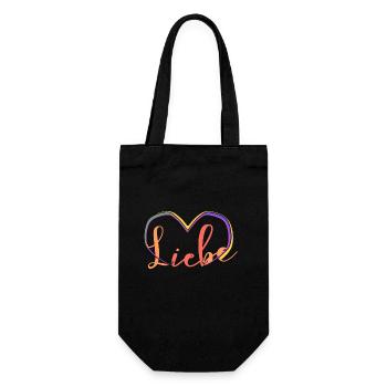 Liebe ist alles! - Geschenkbeutel für Flaschen - Schwarz - Vorne
