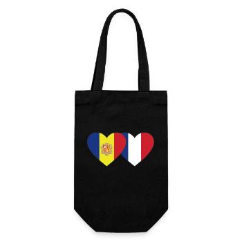 Andorra France Flag Heart - Gift Bag for Bottles - black - Front