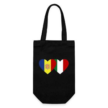 Andorra Italien Flagge Herz - Geschenkbeutel für Flaschen - Schwarz - Vorne