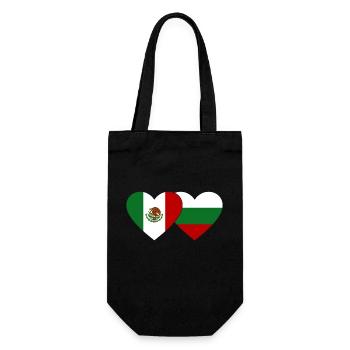Mexique Bulgarie drapeau coeur - Sac à bouteille - noir - Devant