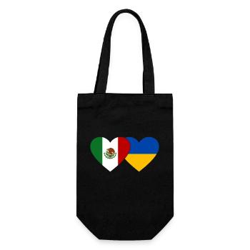 Mexico Ukraine Flag Heart - Gift Bag for Bottles - black - Front