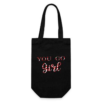 yu go girl power frauen mädchen feminismus zitate frau - Geschenkbeutel für Flaschen - Schwarz - Vorne
