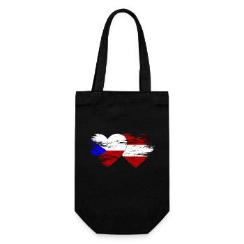 Czech Republic Austria Flag Heart used - Gift Bag for Bottles - black - Front