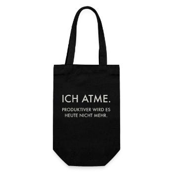 ICH ATME - Geschenkbeutel für Flaschen - Schwarz - Vorne