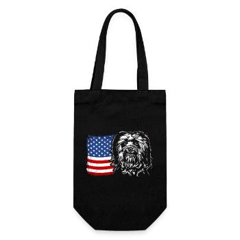 Havanese America Flag Dog Dogs Wilsigns - Gift Bag for Bottles - black - Front