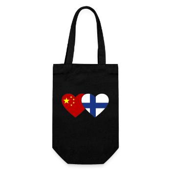 Chine Finlande Drapeau du cœur - Sac à bouteille - noir - Devant