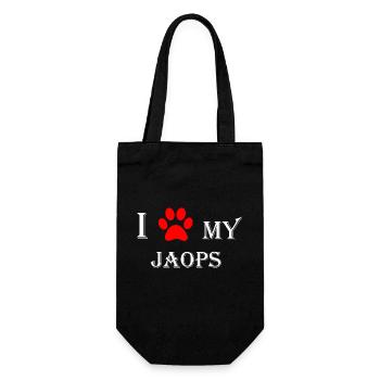 I love my Jaops I Jack Russel Mops Mix - Geschenkbeutel für Flaschen - Schwarz - Vorne