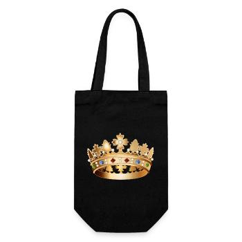 Fascinating, detailed gold-colored crown - Gift Bag for Bottles - black - Front