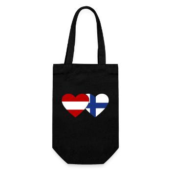 Austria Finland Flag Heart - Gift Bag for Bottles - black - Front