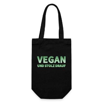 Vegan und stolz drauf-Druck - Geschenkbeutel für Flaschen - Schwarz - Vorne