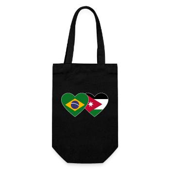 Brasilien Jordanien Flagge Herz - Geschenkbeutel für Flaschen - Schwarz - Vorne