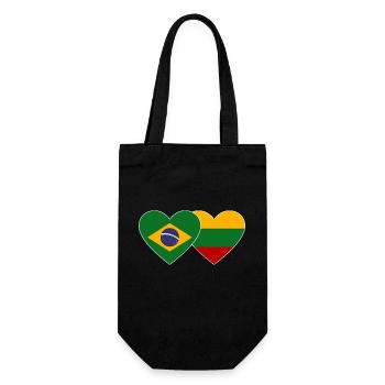 Brasilien Litauen Flagge Herz - Geschenkbeutel für Flaschen - Schwarz - Vorne
