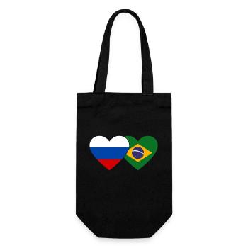 Drapeau de la Russie et du Brésil - Sac à bouteille - noir - Devant