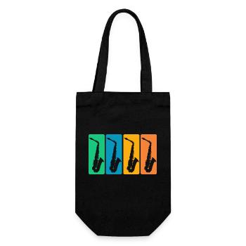 Collection of vintage saxophones - Gift Bag for Bottles - black - Front