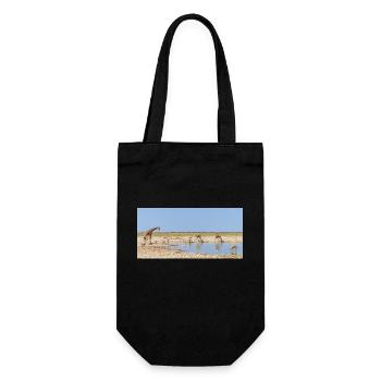 Paysage à la rivière Cubango avec girafe - Sac à bouteille - noir - Devant