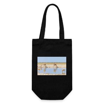 giraffe and Landscape in a Etosha National Park - Gift Bag for Bottles - black - Front
