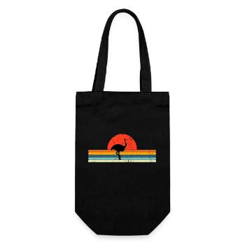 Vintage Ostrich retro sunset - Gift Bag for Bottles - black - Front