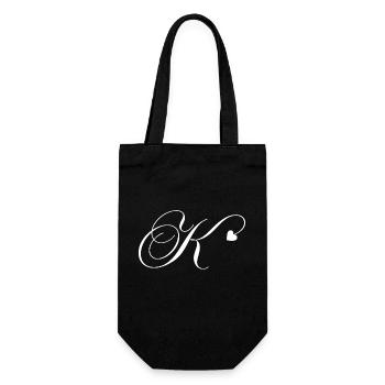Letter k heart calligraphy - Gift Bag for Bottles - black - Front