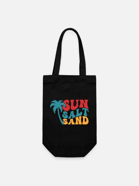 Sol Salt Sand Sommer Sol Strand Palmetrær Ferie - Gavepose for flasker - svart