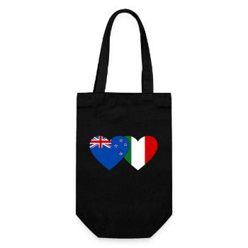 Nouvelle-Zélande Italie Flag Heart - Sac à bouteille - noir - Devant