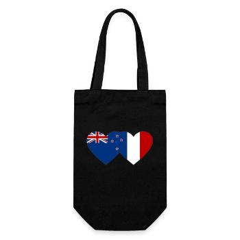 Neuseeland Frankreich Flagge Herz - Geschenkbeutel für Flaschen - Schwarz - Vorne