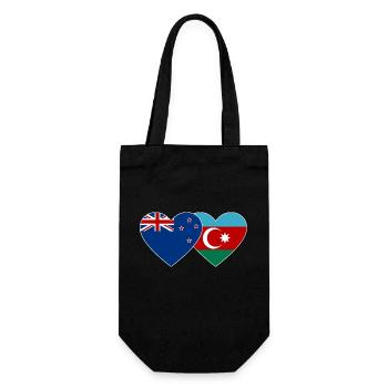 Neuseeland Aserbaidschan Flagge Herz - Geschenkbeutel für Flaschen - Schwarz - Vorne