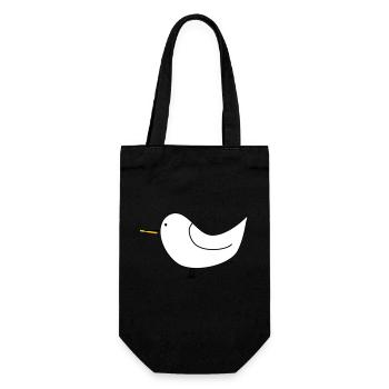Weiße Möwe mit Pommes - Geschenkbeutel für Flaschen - Schwarz - Vorne