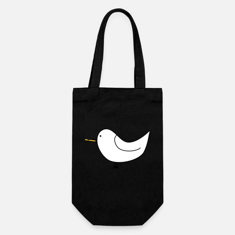 Weiße Möwe mit Pommes - Geschenkbeutel für Flaschen - Schwarz