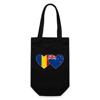 Rumänien Neuseeland Flagge Herz - Geschenkbeutel für Flaschen - Schwarz - Vorne