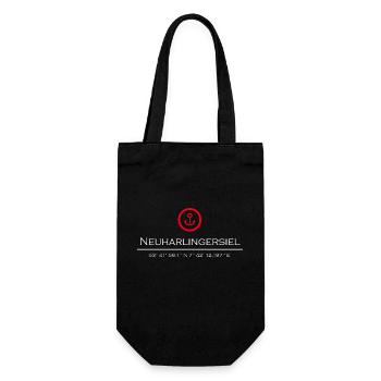 Neuharlingersiel roter Anker - Geschenkbeutel für Flaschen - Schwarz - Vorne