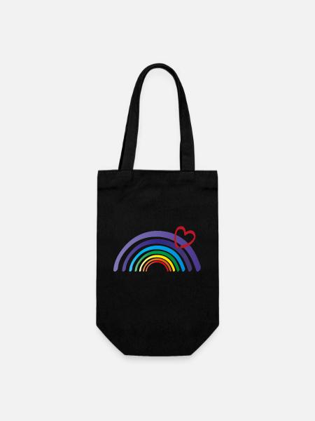 regenbogen mit herz - Geschenkbeutel für Flaschen - Schwarz