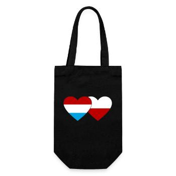 Luxemburg Polen Flagge Herz - Geschenkbeutel für Flaschen - Schwarz - Vorne
