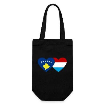 Kosovo Luxemburg Flagge Herz - Geschenkbeutel für Flaschen - Schwarz - Vorne