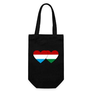 Luxembourg Hungary Flag Heart - Gift Bag for Bottles - black - Front