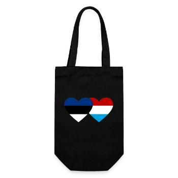 Estland Luxemburg Flagge Herz - Geschenkbeutel für Flaschen - Schwarz - Vorne