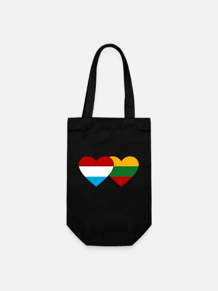 Luxembourg Lituanie Flag Heart - Sac à bouteille - noir