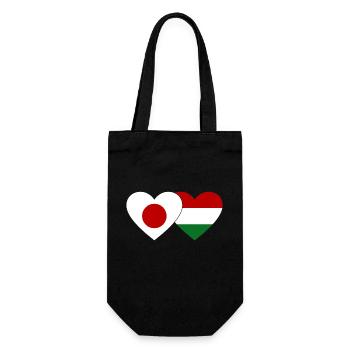 Japan Ungarn Flagge Herz - Geschenkbeutel für Flaschen - Schwarz - Vorne