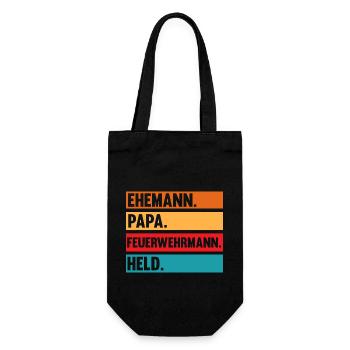 Feuerwehrmann Vater Papa Feuerwehr - Geschenkbeutel für Flaschen - Schwarz - Vorne