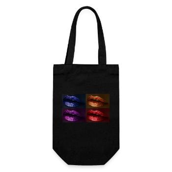 Glitzer Lippen dark - Geschenkbeutel für Flaschen - Schwarz - Vorne