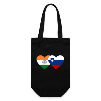 Indien Slowenien Flagge Herz - Geschenkbeutel für Flaschen - Schwarz - Vorne