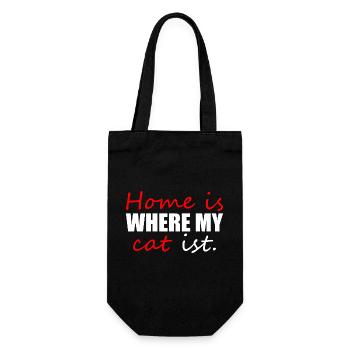 Home is where my cat is - Geschenkbeutel für Flaschen - Schwarz - Vorne