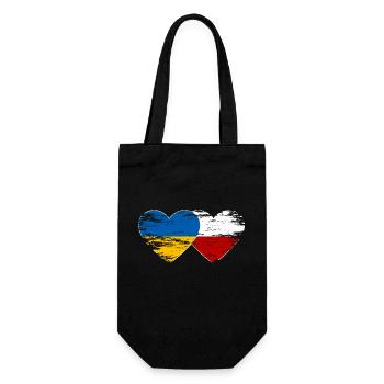 Ukraine Pologne drapeau coeur utilisé - Sac à bouteille - noir - Devant
